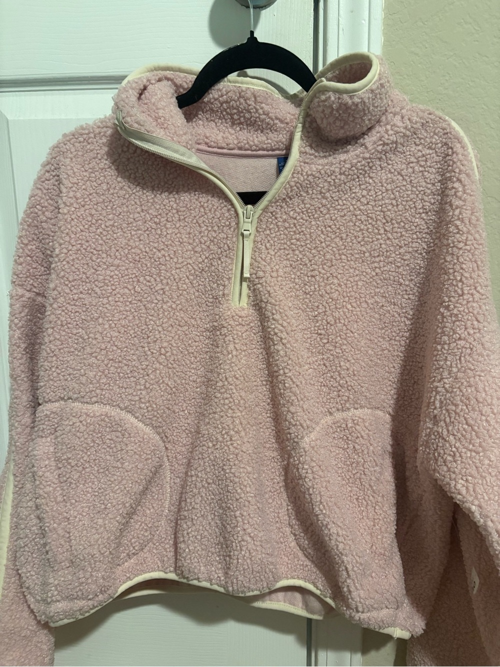 Old Navy Light Pink Sherpa Quarter-Zip Pullover